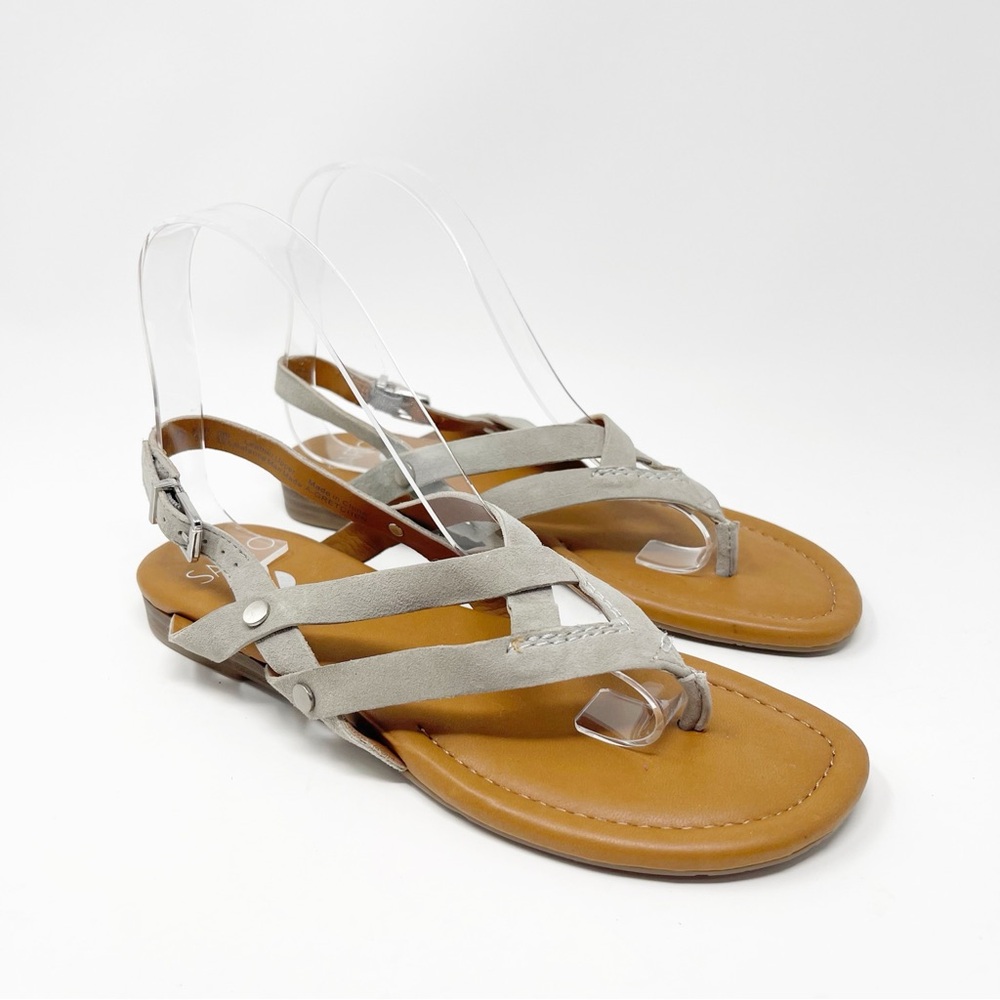 NWOT Franco Sarto Leather A-Gretchen Sandal Vapor Grey Suede Strappy Size 6.5 - Picture 2 of 13